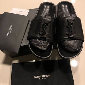 Saint Laurent Leather Sandal Slides